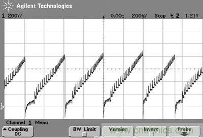 這些波形代表電弧發生時圖1所示電路的輸出電壓