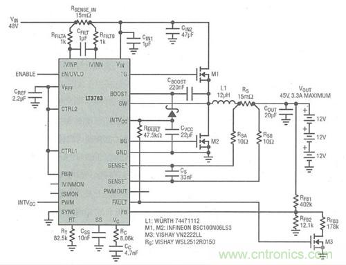 圖4：3. 3A電流、6節電池(36V)SLA電池充電器