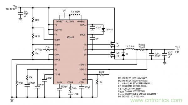 電路分享:基于LT3840電源設計應用的電路圖