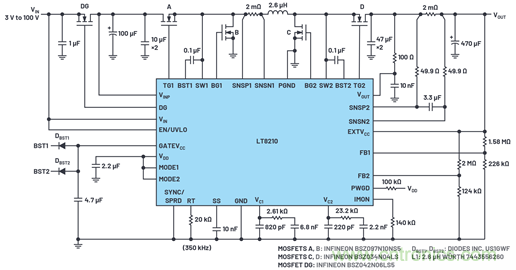 為汽車電子系統提供供電和保護，無開關噪聲，效率高達99.9%
