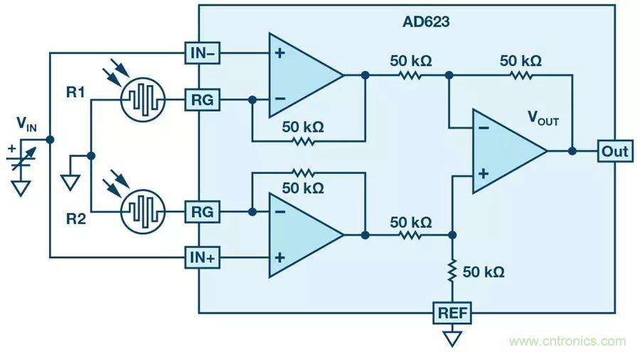 你有沒有試過用儀表放大器測量兩個光源的相對強度？