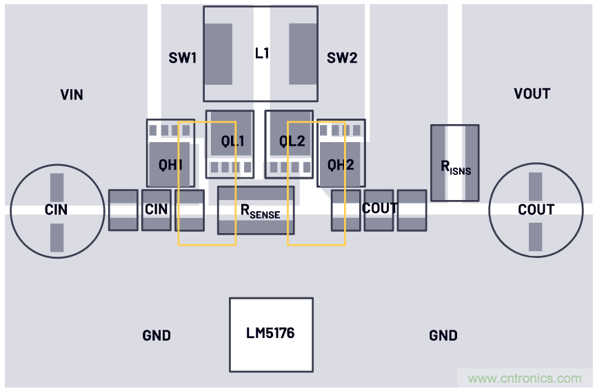 低輻射的4開關降壓-升壓型控制器布局&mdash;&mdash;單熱回路與雙熱回路