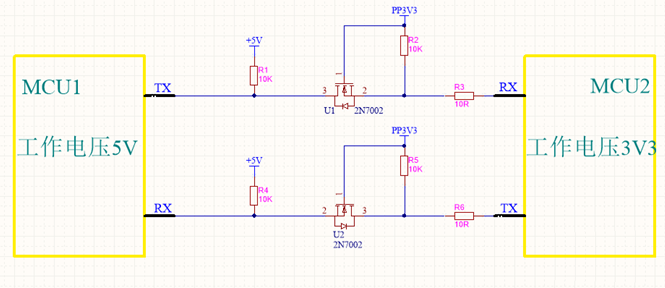 不同的電平信號的MCU如何進行串口通信？