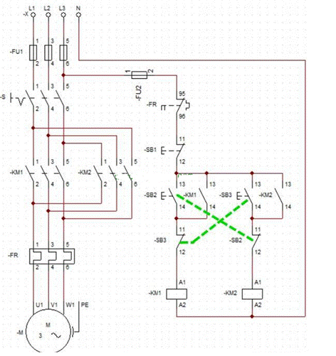 三種三相交流電動機正反轉(zhuǎn)互鎖電路的分析